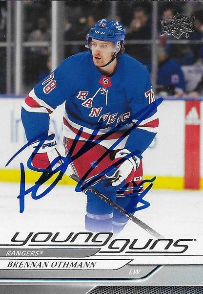 Signed Brennan Othmann 2024-25 UD New York Rangers Young Guns Rookie Card