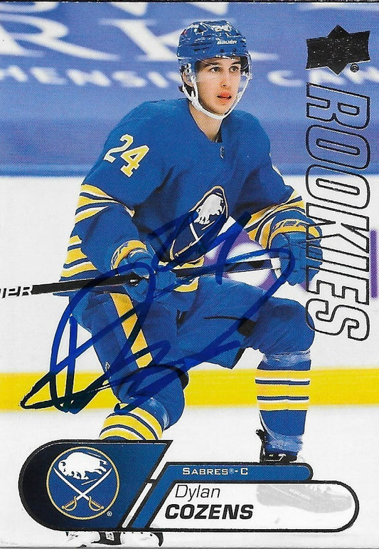 Signed Dylan Cozens 2020-21 UD NHL Rookie Box Set Buffalo Sabre Rookie Card