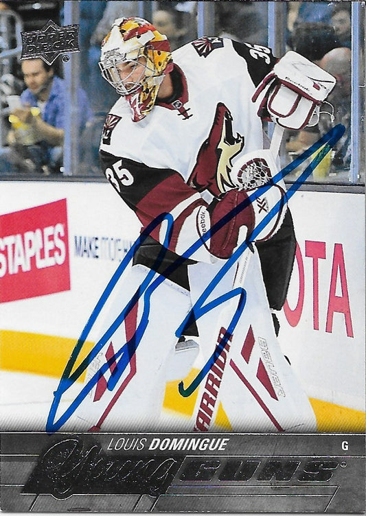 Signed Louis Domingue Young Guns 2015-16 UD Arizona Coyotes Rookie Card Origin