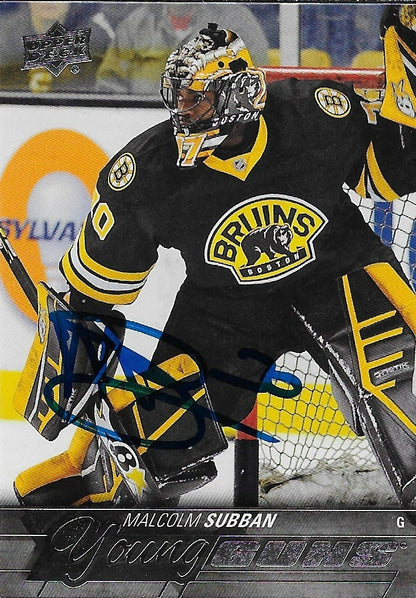 Signed Malcolm Subban Young Guns 2015-16 UD Boston Bruins Rookie Card Origin