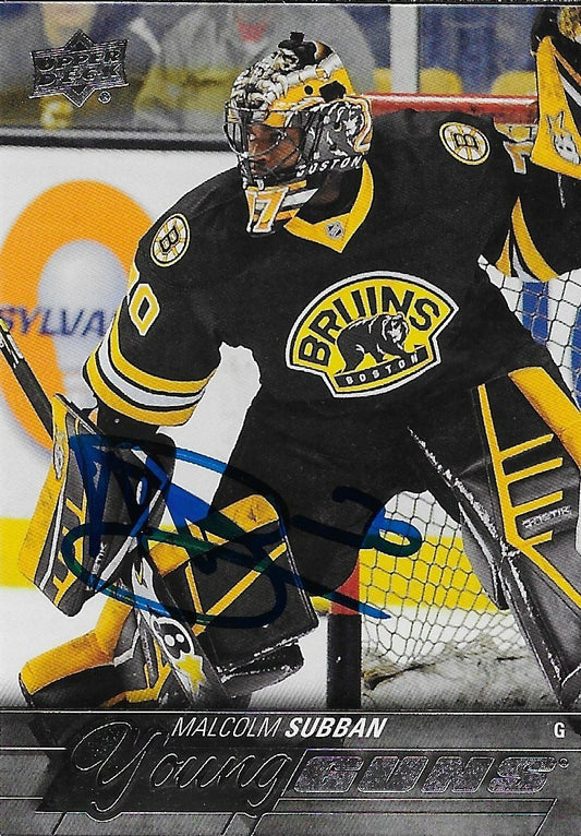 Signed Malcolm Subban Young Guns 2015-16 UD Boston Bruins Rookie Card Origin