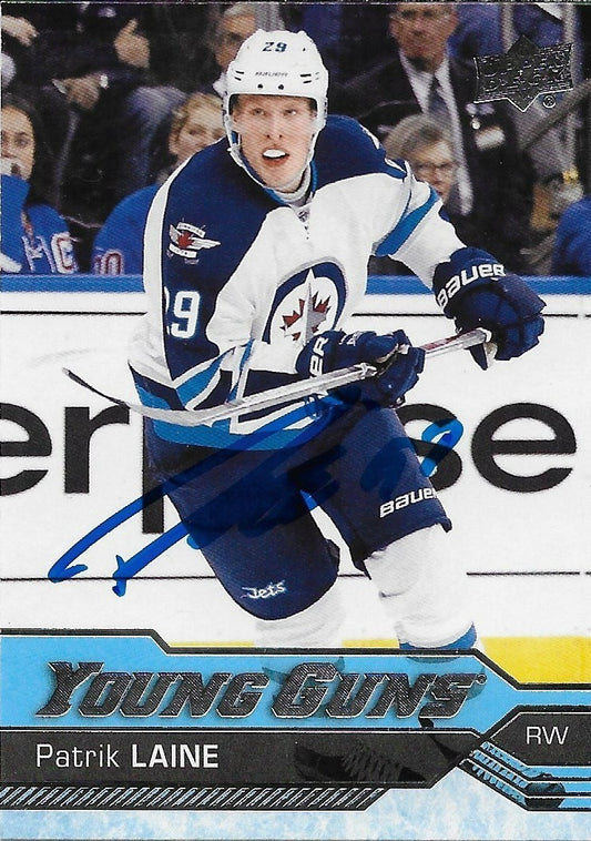 Signed Patrik Laine 2016-17 UD Winnipeg Jets Young Guns Rookie Card
