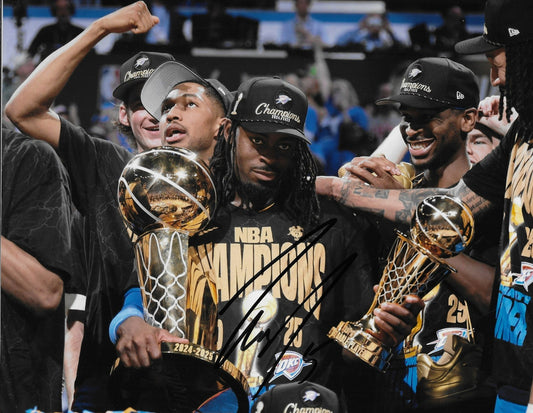 Signed Luguentz Dort Oklahoma City Thunder 2025 Champions 8x10 Photo #4 Original