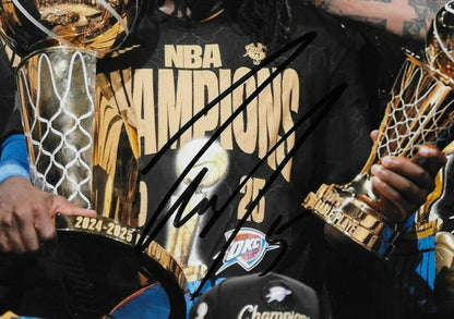 Signed Luguentz Dort Oklahoma City Thunder 2025 Champions 8x10 Photo #4 Original