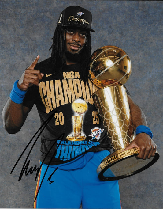 Signed Luguentz Dort Oklahoma City Thunder 2025 Champions 8x10 Photo #5 Original