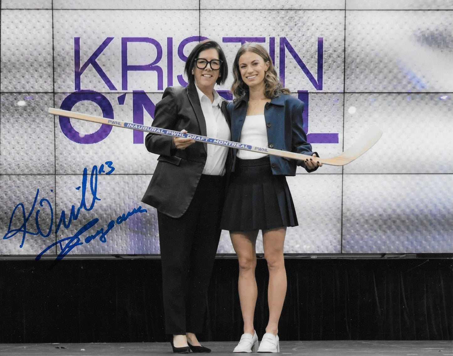 Signed Kristin O'Neill Daniel Sauvageau Montreal Victoire  PWHL 8x10 Photo