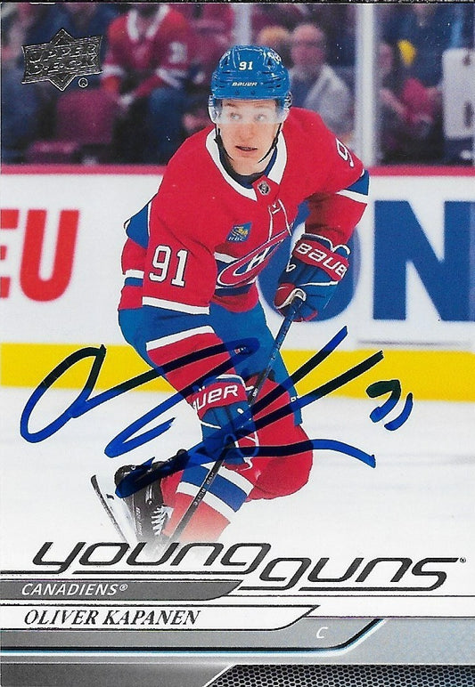 Signed Oliver Kapanen Young Guns 2024-25 UD Montreal Canadiens Rookie Card #2