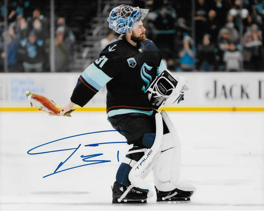 Signed Philipp Grubauer Seattle Kraken Autographed 8x10 Photo #1 Original