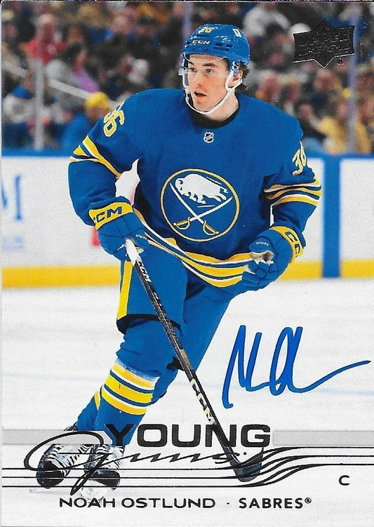 Signed Noah Ostlund Young Guns 2025-26 Upper Deck Buffalo Sabres Rookie Card