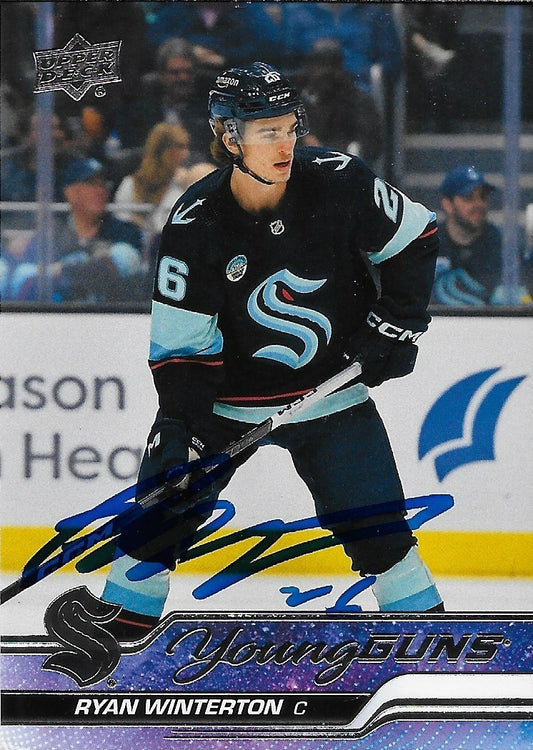 Signed Ryan Winterton Young Guns 2023-24 Upper Deck Seattle Kraken Rookie Card