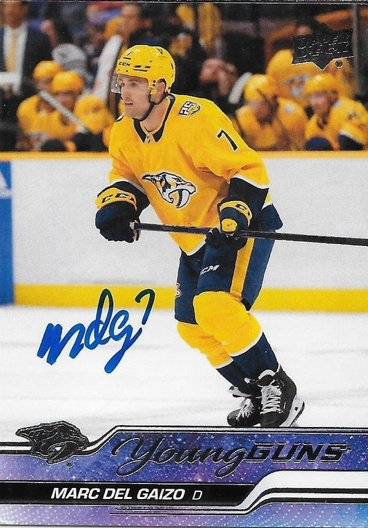 Signed Marc Del Gaizo Young Guns 23-24 Upper Deck Nashville Predators Rookie Crd