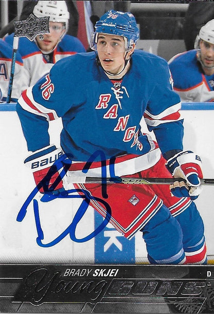 Signed Brady Skjei Young Guns 2015-16 Upper Deck New York Rangers Rookie Card