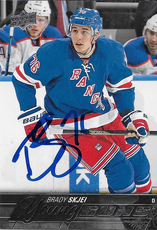 Signed Brady Skjei Young Guns 2015-16 Upper Deck New York Rangers Rookie Card