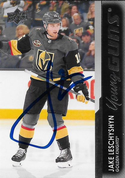 Signed Jake Leschyshyn Young Guns 2021-22 UD Vegas Golden Knights Rookie Card