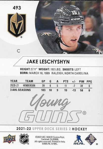 Signed Jake Leschyshyn Young Guns 2021-22 UD Vegas Golden Knights Rookie Card