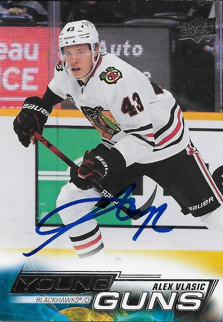 Signed Alex Vlasic Young Guns 22-23 UD Chicago Blackhawks Rookie Card