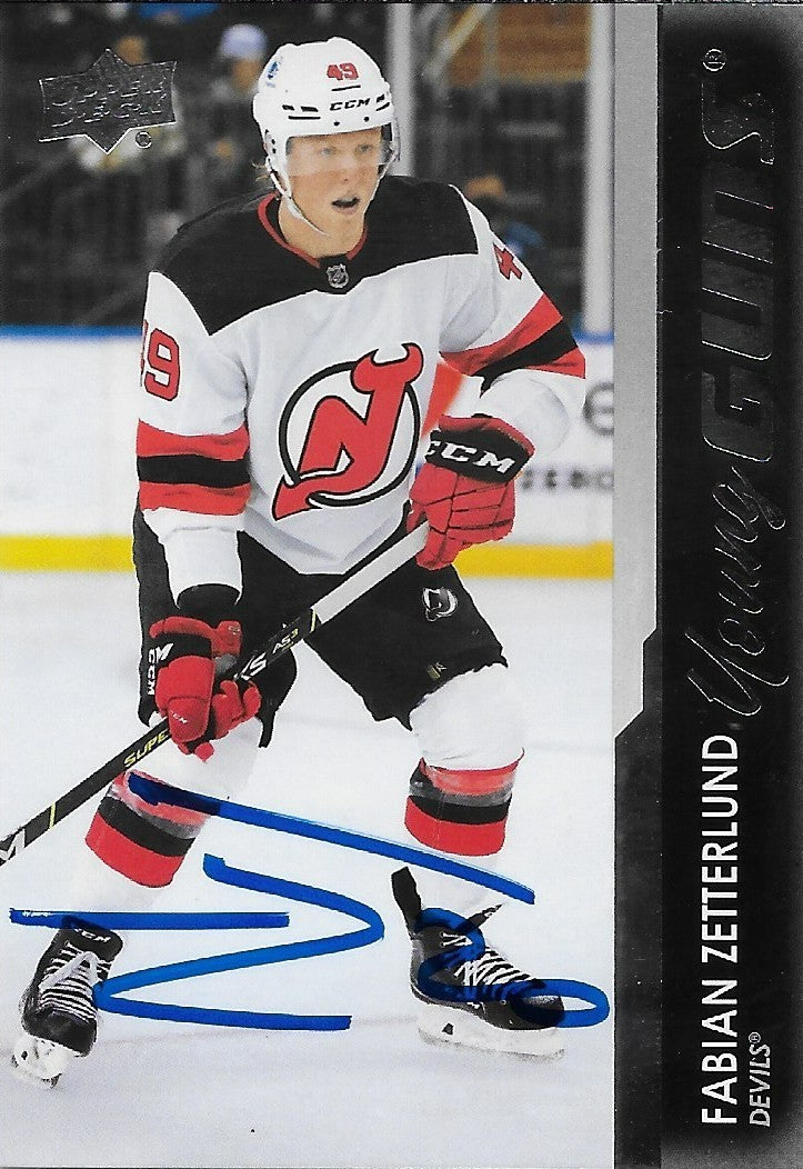 Signed Fabian Zetterlund Young Guns 2021-22 UD New Jersey Devils Rookie Card