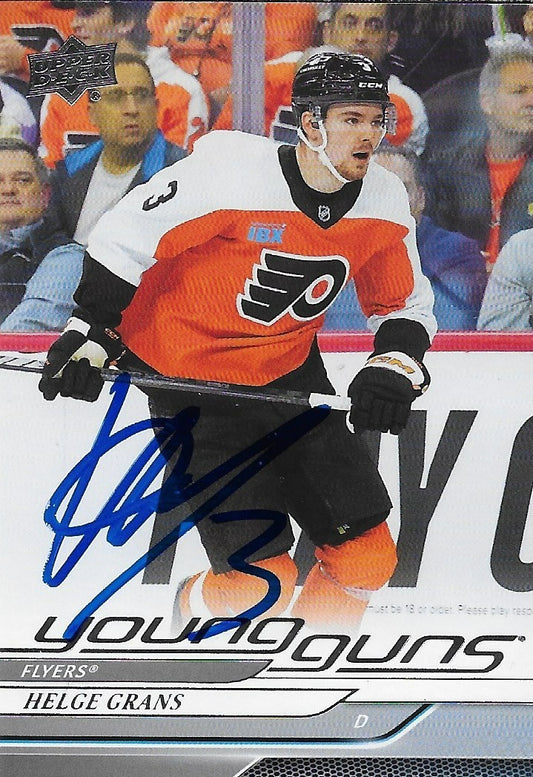 Signed Helge Grans 2024-25 UD Young Guns Philadelphia Flyers Rookie Card