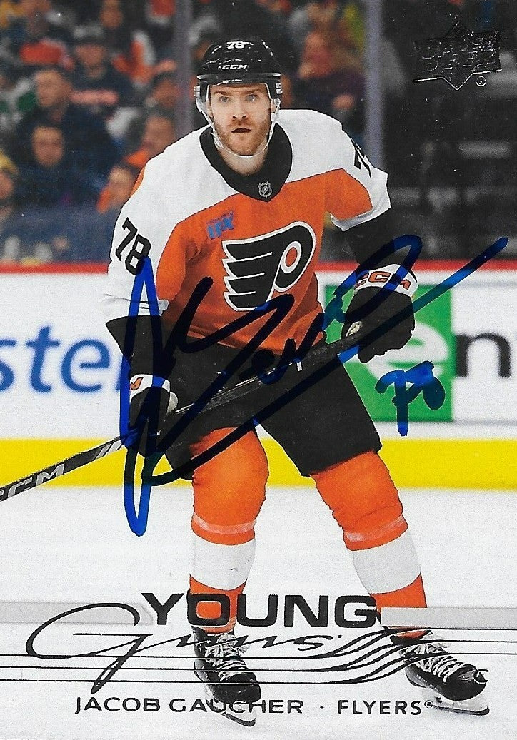 Signed Jacob Gaucher 2025-26 UD Young Guns Philadelphia Flyers Rookie Card
