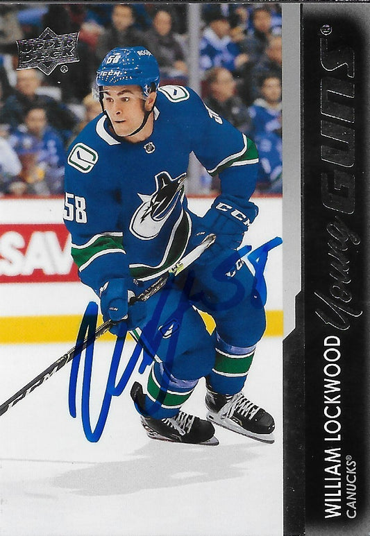 Signed William Lockwood 2021/22 UD Young Guns Vancouver Canucks Rookie Card
