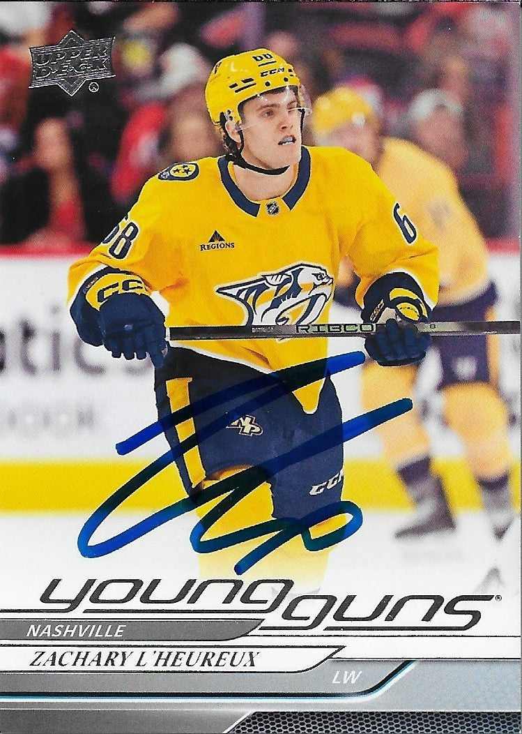 Signed Zachary L'Heureux 24/25 UD Young Guns Nashville Predators Rookie Card
