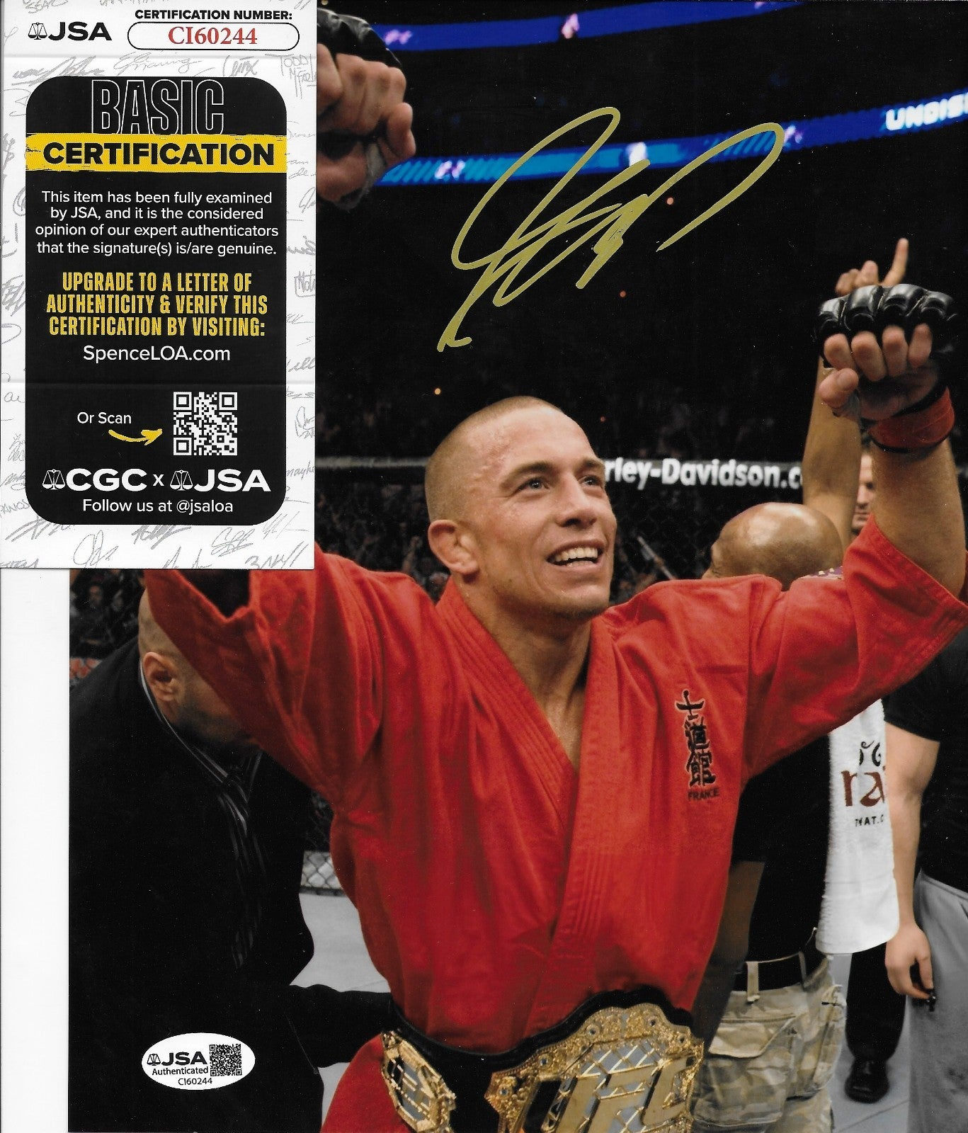 Signed Georges St Pierre UFC Hall of Famer 8x10 Photo #6 w JSA Private Signing