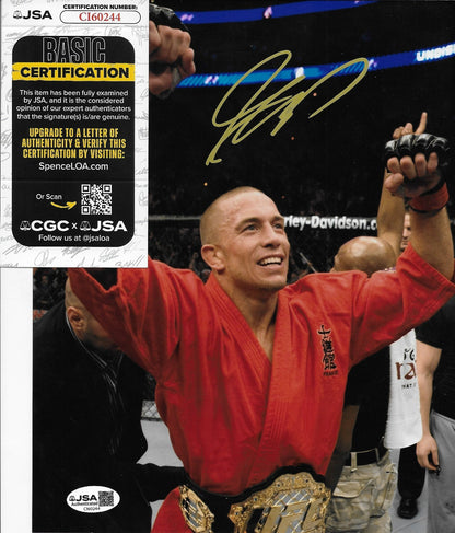 Signed Georges St Pierre UFC Hall of Famer 8x10 Photo #6 w JSA Private Signing