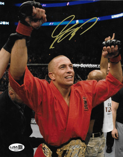 Signed Georges St Pierre UFC Hall of Famer 8x10 Photo #6 w JSA Private Signing