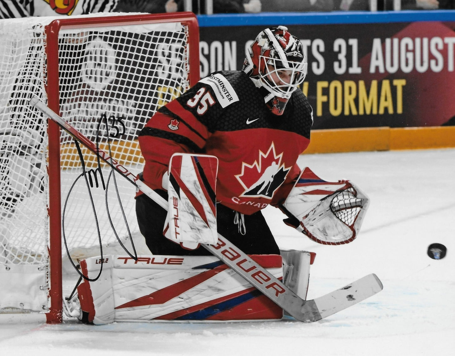 Signed Sam Montembeault Montreal Canadiens Team Canada 8x10 Photo #3 Original
