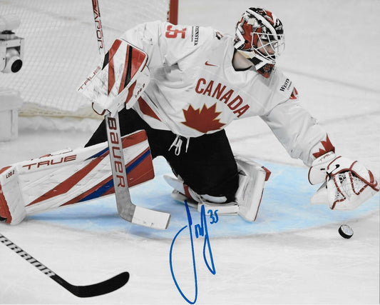 Signed Sam Montembeault Montreal Canadiens Team Canada 8x10 Photo #2 Original