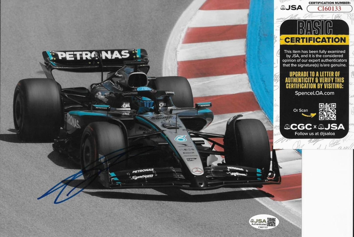 Signed George Russell Formula 1 Mercedes 8x10 Photo #1 with JSA Authentication