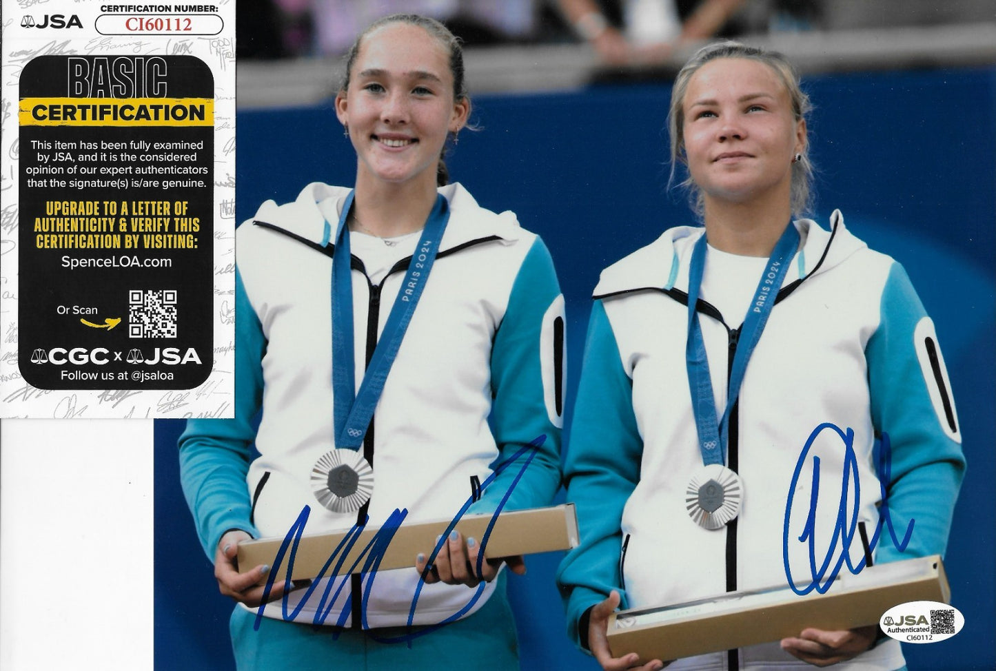 Signed Mirra Andreeva Diana Shnaider Womens Tennis 8x10 Photo JSA Authentication