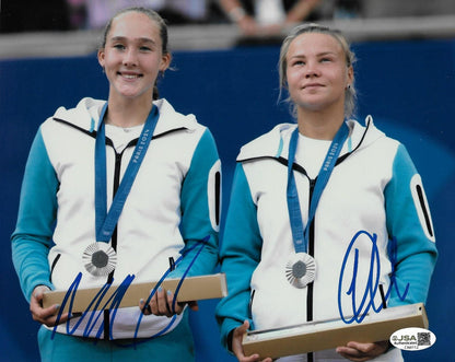 Signed Mirra Andreeva Diana Shnaider Womens Tennis 8x10 Photo JSA Authentication