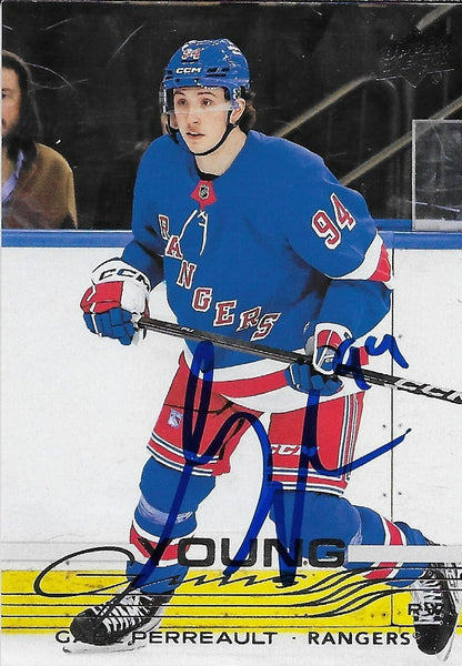 Signed Gabe Perreault 2025-26 UD Young Guns New York Rangers Rookie Card