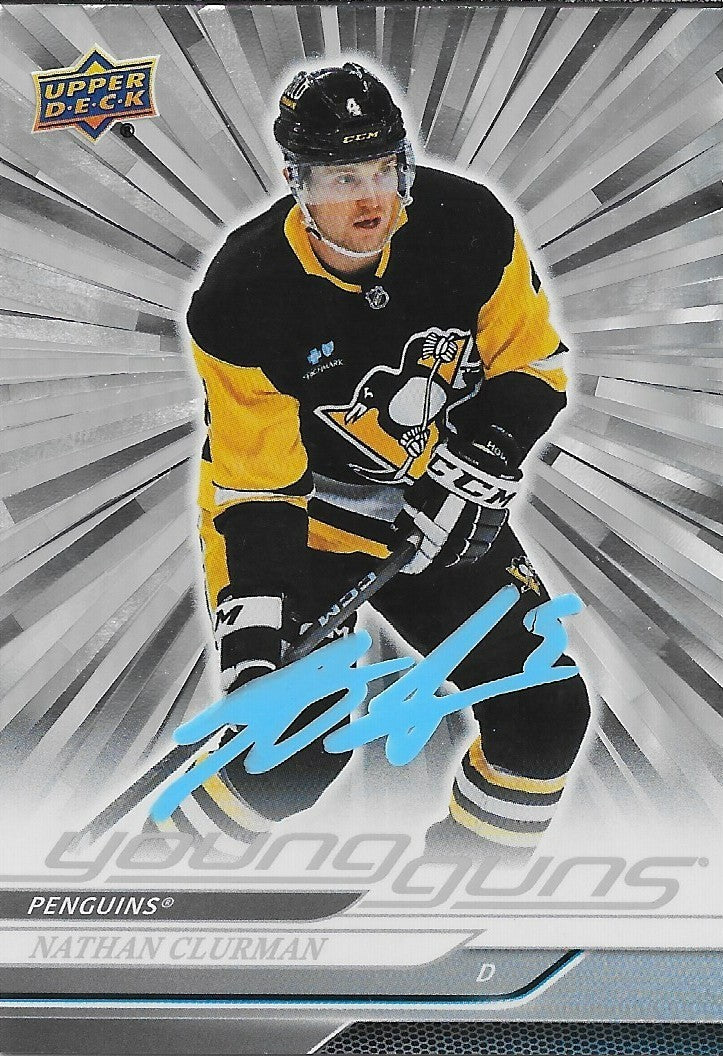 Signed Nathan Clurman Young Guns UD  24-25 Silver Outburst Penguins Rookie Card