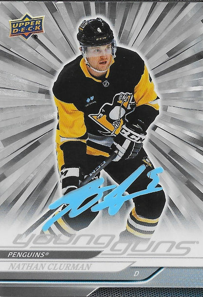 Signed Nathan Clurman Young Guns UD  24-25 Silver Outburst Penguins Rookie Card