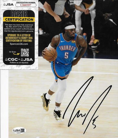 Signed Luguentz Dort Oklahoma City Thunder 8x10 Photo #2 with JSA Authentication