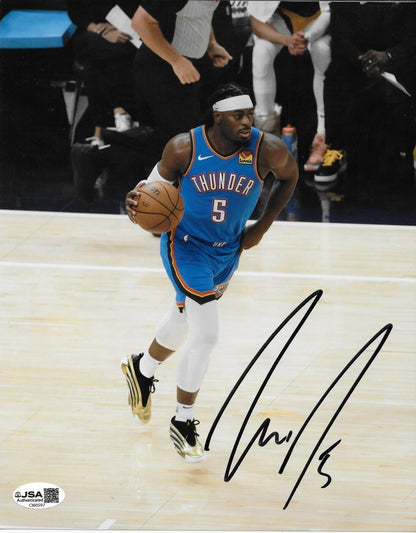 Signed Luguentz Dort Oklahoma City Thunder 8x10 Photo #2 with JSA Authentication