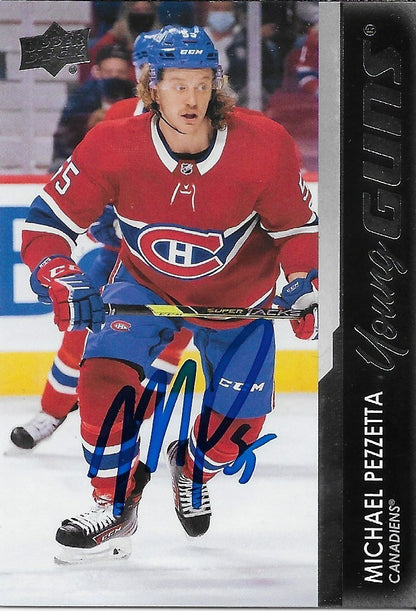 Signed Michael Pezzetta 21-22 UD Young Guns  Montreal Canadiens Rookie Card
