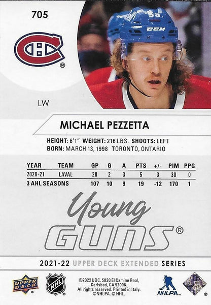 Signed Michael Pezzetta 21-22 UD Young Guns  Montreal Canadiens Rookie Card