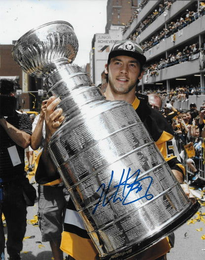 Signed Kris Letang Pittsburgh Penguins Stanley Cup 8x10 Photo #3 Original