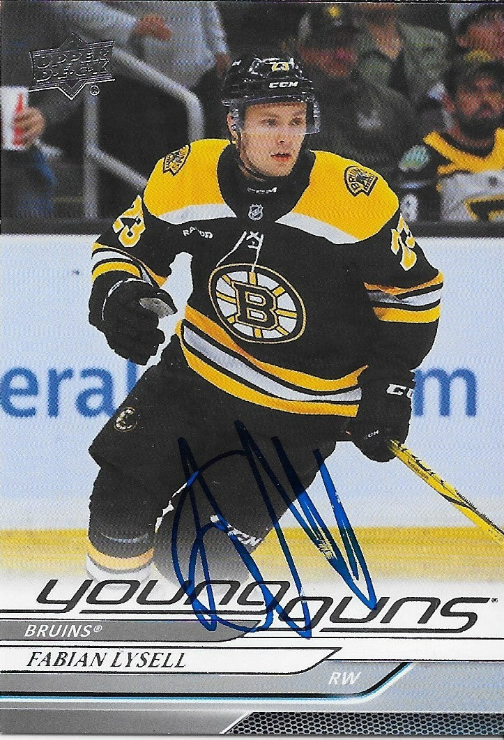 Signed Fabian Lysell Young Guns UD 2024-25 Boston Bruins Rookie Card