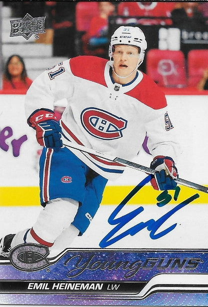 Signed Emil Heineman Young Guns 23-24 UD Montreal Canadiens Private Signing Card