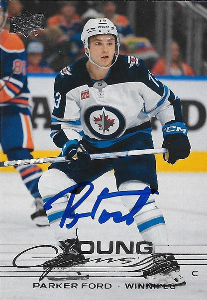 Signed Parker Ford Young Guns 2025/26 UD  Winnipeg Jets Rookie Card