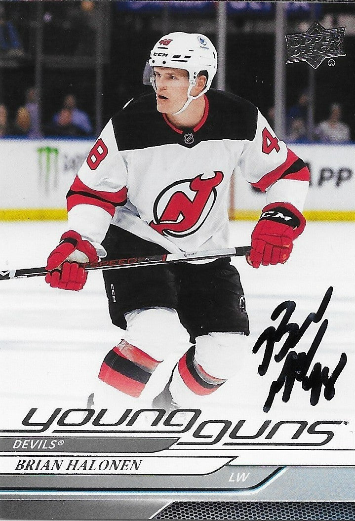 Signed Brian Halonen Young Guns 2024/25 UD New Jersey Devils Rookie Card