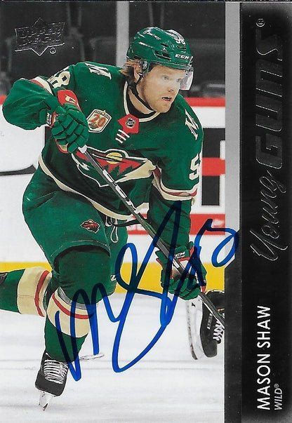 Signed Mason Shaw Young Guns 21-22 UD Minnesota Wild Autographed Rookie Card