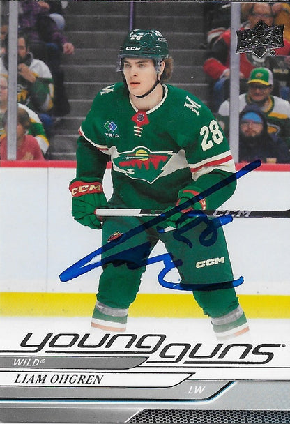 Signed Liam Ohgren Young Guns 24-25 UD Minnesota Wild Autographed Rookie Card