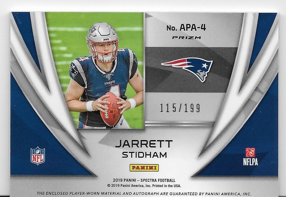 2019 Panini Spectra Aspiring Jarrett Stidham Rookie Patch Auto RPA/199