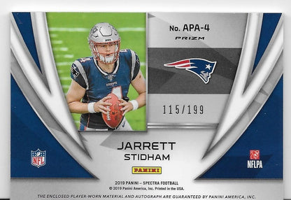 2019 Panini Spectra Aspiring Jarrett Stidham Rookie Patch Auto RPA/199