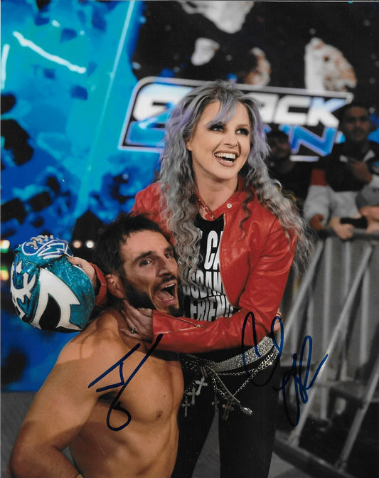 Signed Johnny Gargano & Candice LeRae Smack Down WWE 8x10 Photo #1 Original